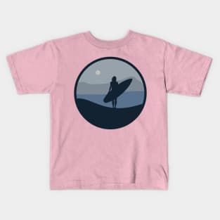 Surf Girl Silhouette Kids T-Shirt